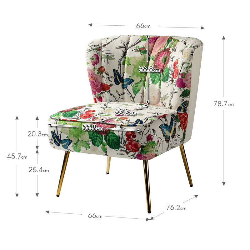 Amata Wooden Upholstery Armless Accent Chair, Ivory