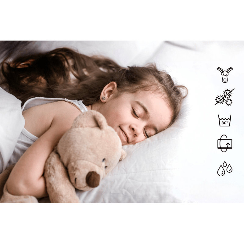 ERYK children's bed with drawer and rail handle, European Toddler (80 x 160cm), White/Black
