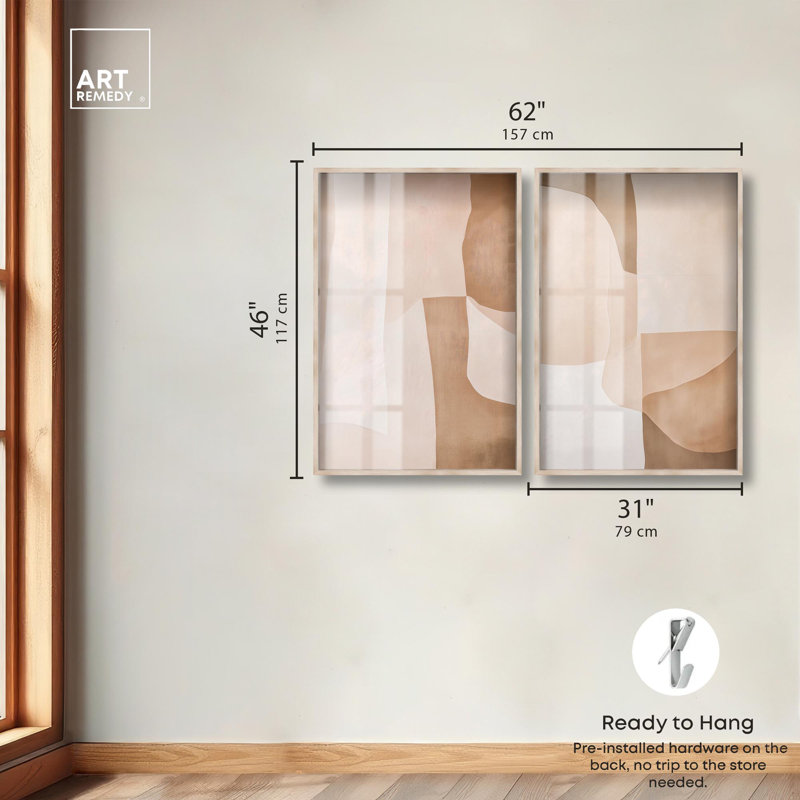 «Neutral Luxe Living Room», ensemble de 2 panneaux par Shadowbox , H 46 po x l 31 po, Crème, crème