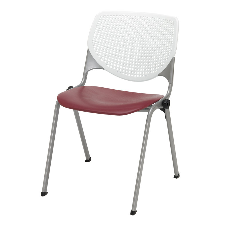 Chaise empilable en poly sans accoudoirs Kool, Sans roulettes, Blanc / bourgogne