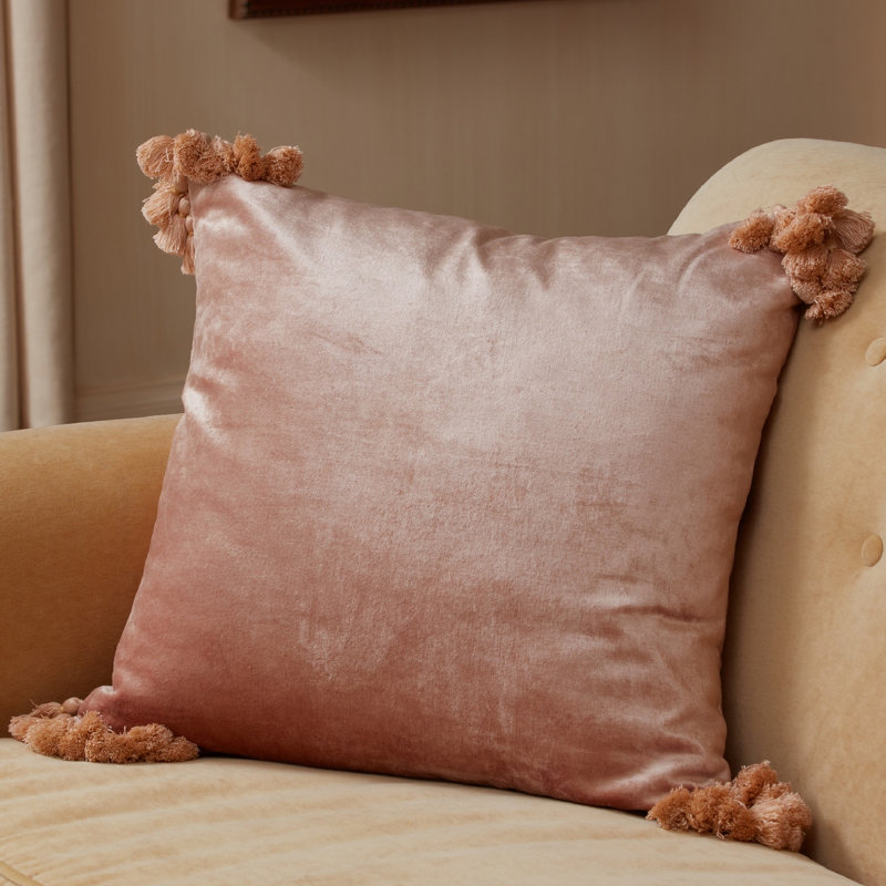 Raj Velvet Square Pillow Cover & Insert, Taupe