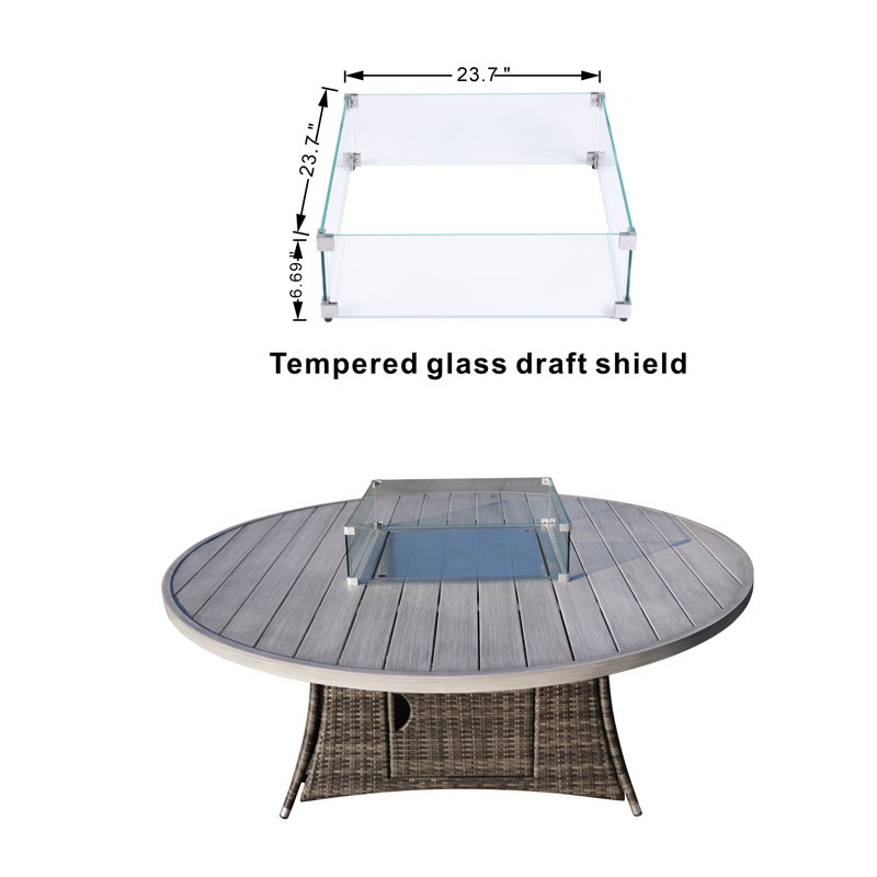 Natascha 8 - Person Wicker Patio Dining Set with Round Table , Cushions Included, Grey