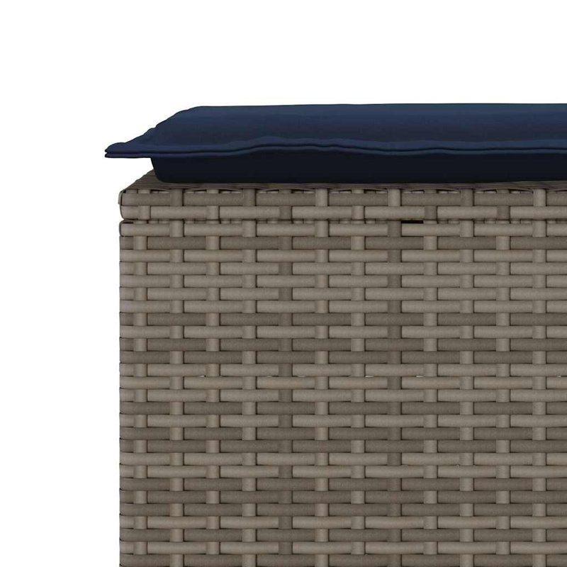 Banc de patio avec coussin en rotin de polyester 43,3 po x 15,7 po x 17,3 po, Gris / bleu marine