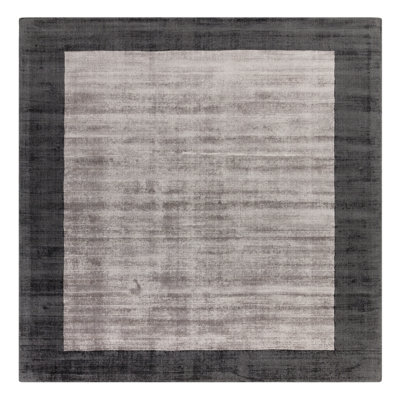 Desrosiers Shinny Bordered Charcoal/Silver Area Rug