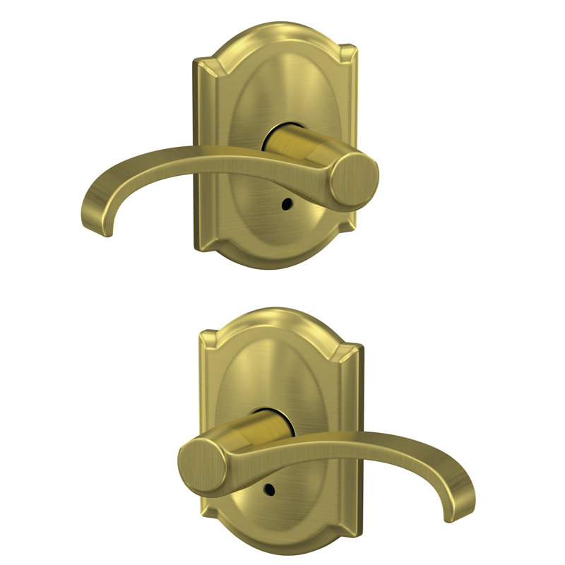 Custom Whitney Non-Turning Lever with Camelot Trim, Satin Brass