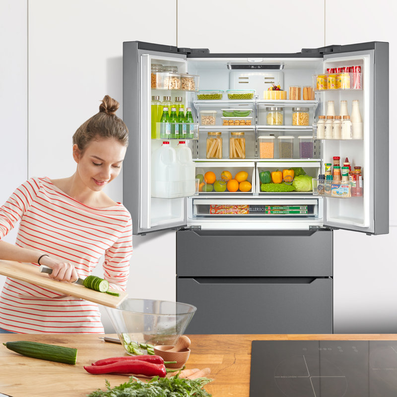 Ensemble de cuisine 3 pièces avec réfrigérateur à Français porte et cuisinière à gaz autoportante 48 po