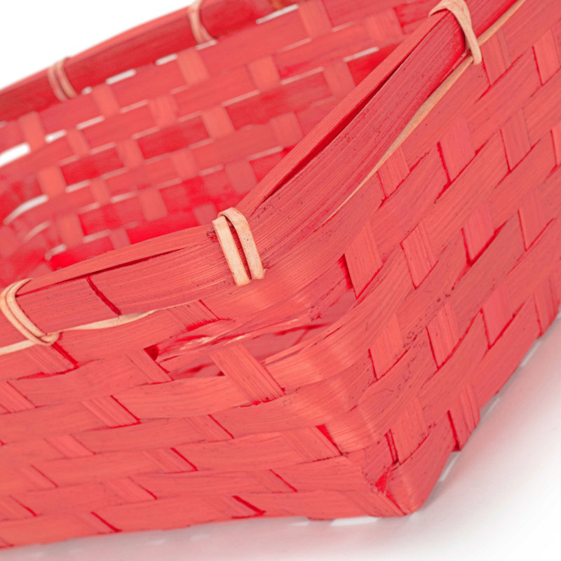 Painted Bamboo Serving Tray, 9 cm H x 31 cm L x 19 cm W, Red