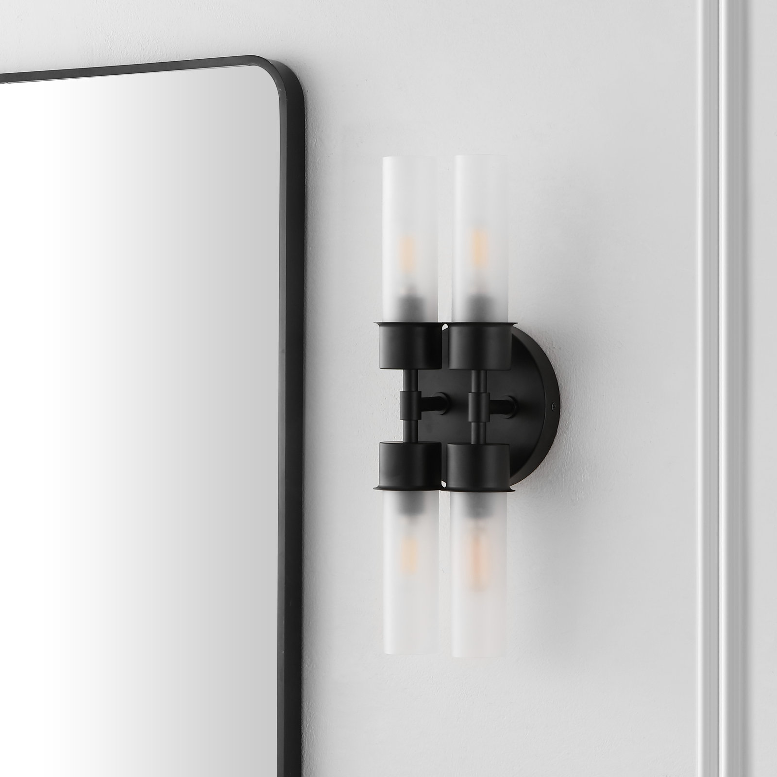 Dalenna 4 Light Glass Dimmable Armed Sconce, Black