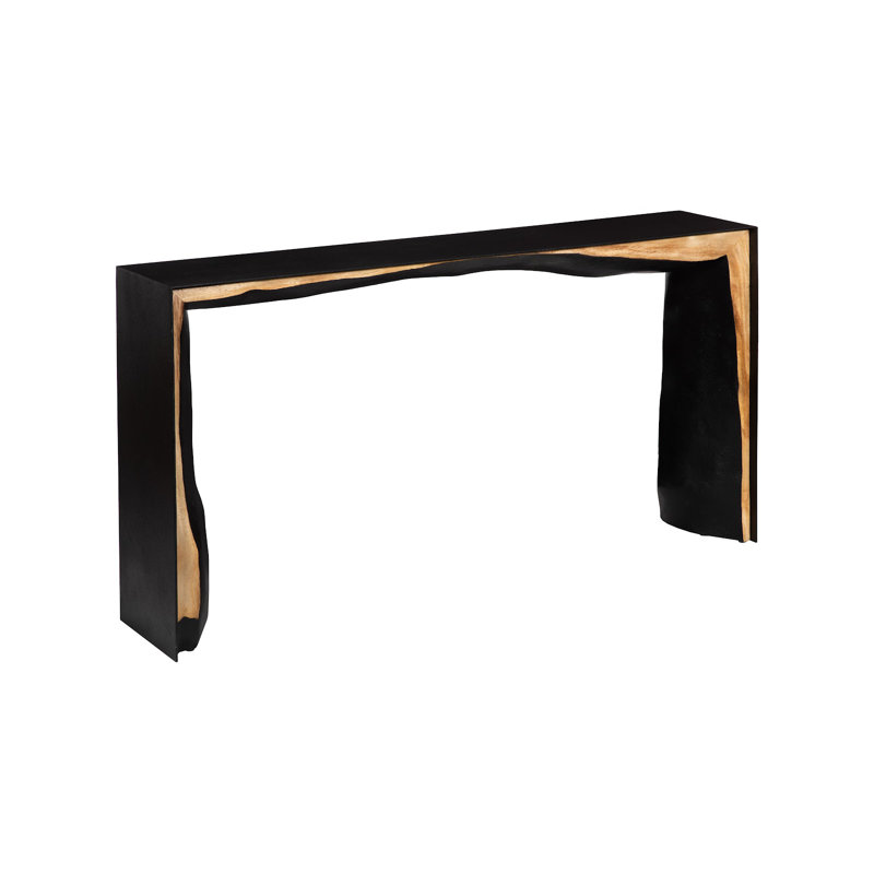 Waterfall Framed Console Table, Natural/Black, Iron