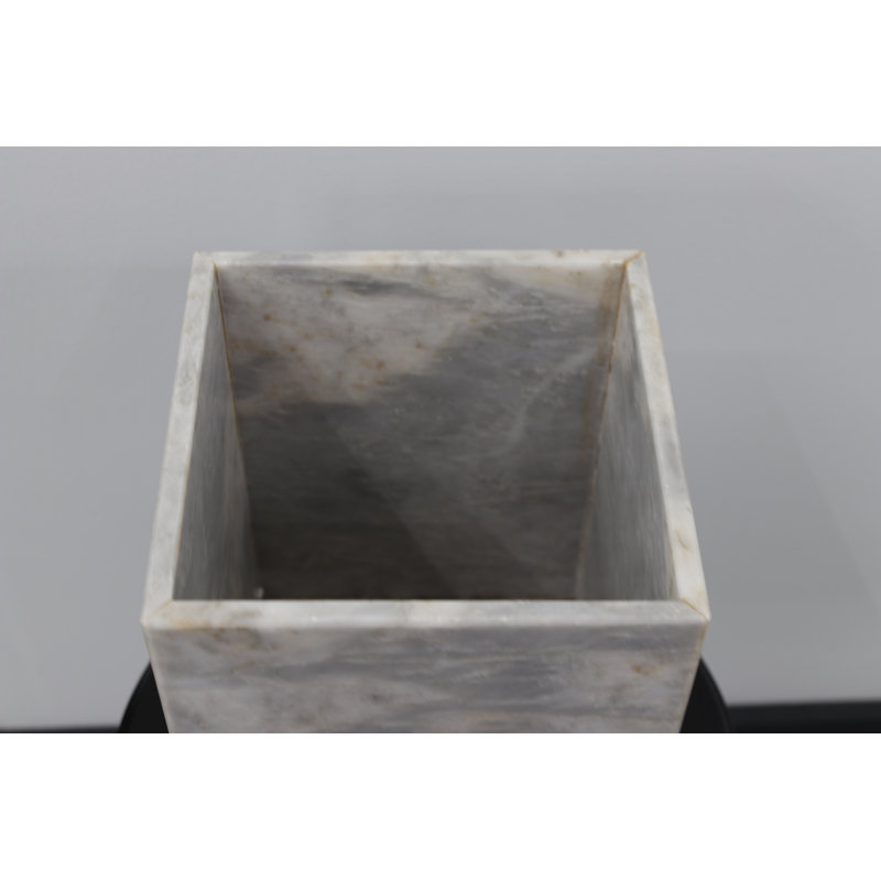 Poubelle en marbre gris Badal - poubelle de salle de bain en pierre naturelle, Gris nuageux