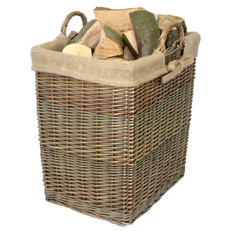 Willow Wicker Storage Log Basket with Lining