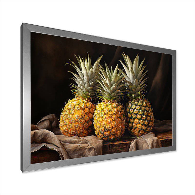 Juice Pineapple Bliss sur impression sur toile, H 16 po x l 32 po x P 1 po, Cadre photo argenté