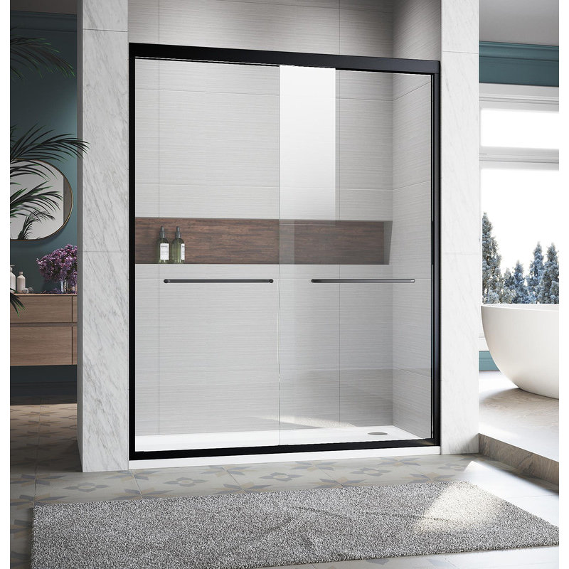 Porte de douche réglable en verre - 72 po de hauteur, quincaillerie en acier inoxydable