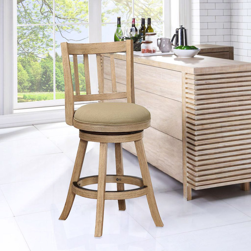 Tabouret de bar / de comptoir Cremilde, Bois flottant brossé au métal et avoine