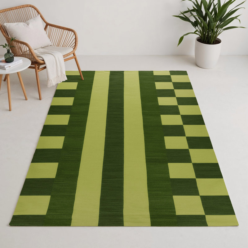Tapis d'intérieur et d'extérieur à carreaux vert, Rectangulaire 3 pi x 5 pi