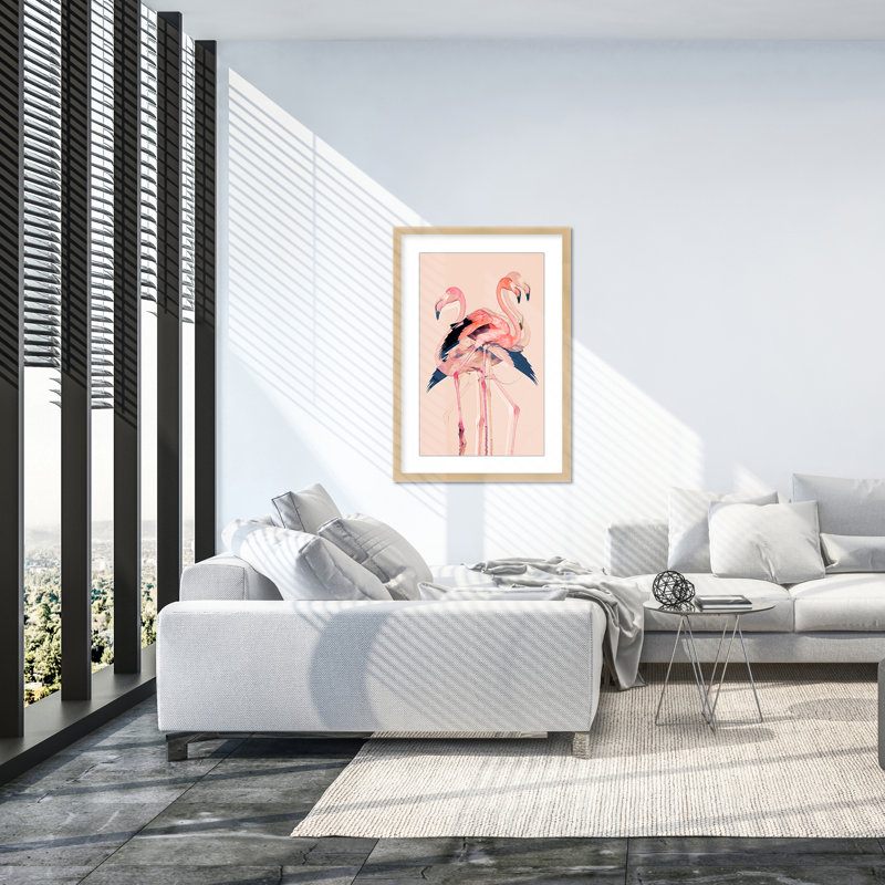 Coastal Retreat Flamingo Flares: Layers Of Abstraction, 30" H x 24" W