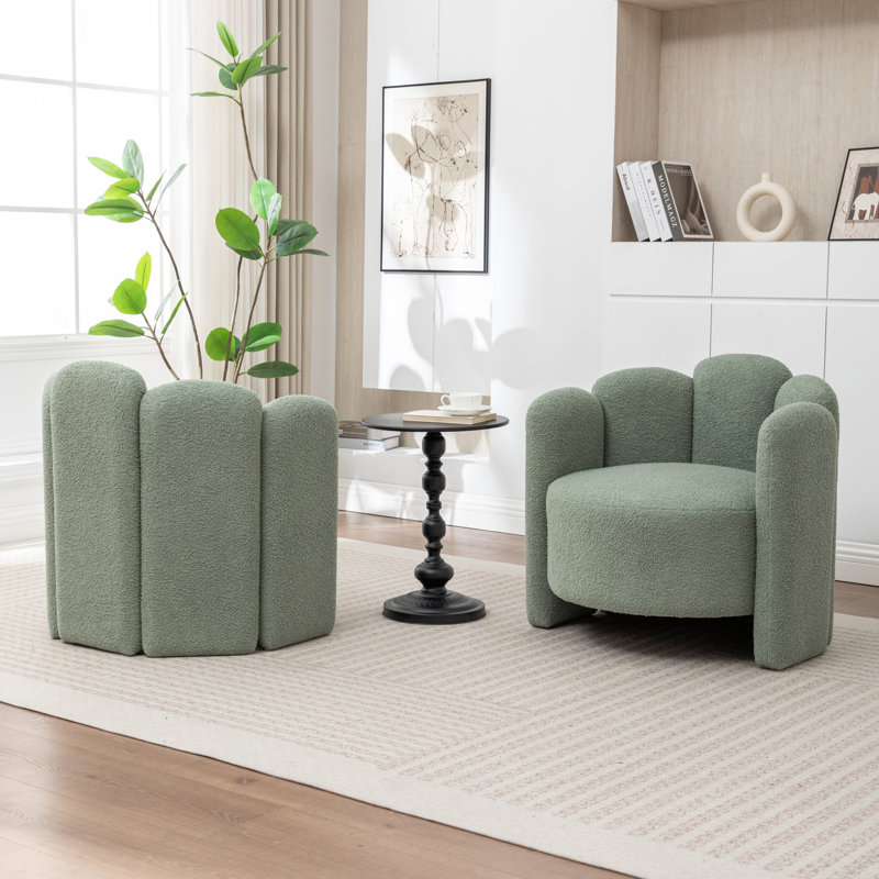Sherpa Upholstered Barrel Chair, Green