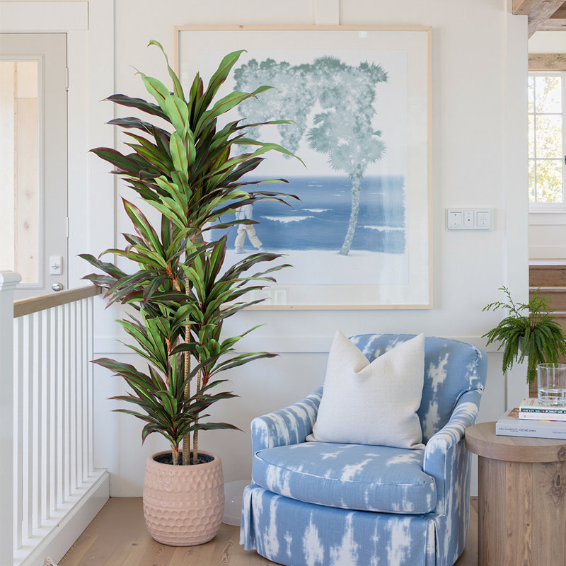 Red Faux Dracaena Tree In Plastic Pot