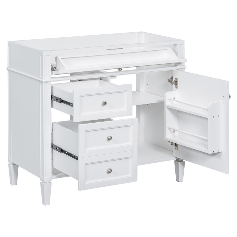 Meuble-lavabo de 36 po sans lavabo supérieur, armoire de rangement moderne avec 2 tiroirs et un tiroir basculant, structure en bois massif