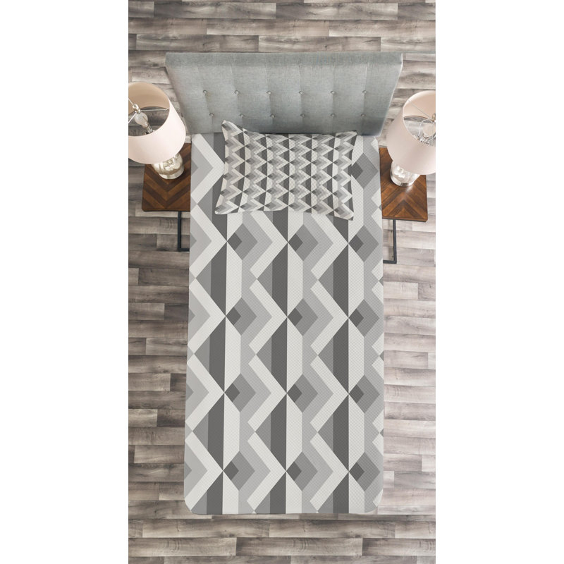 Modern & Contemporary Geometric Shapes Coverlet, Twin Coverlet + 1 Sham