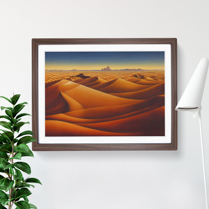 Golden Sand Desert Vol.2 1 Piece Single Picture Frame Wall Art, 46cm H x 64cm W x 2cm D, Walnut Framed