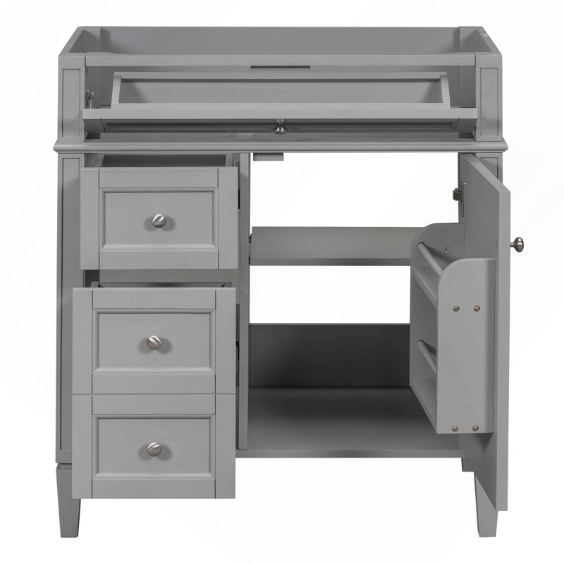 30"Bathroom Vanity without Top Sink, Modern Bathroom Storage Cabinet with 2 Drawers and a Tip-out Drawer (NOT INCLUDE BASIN)