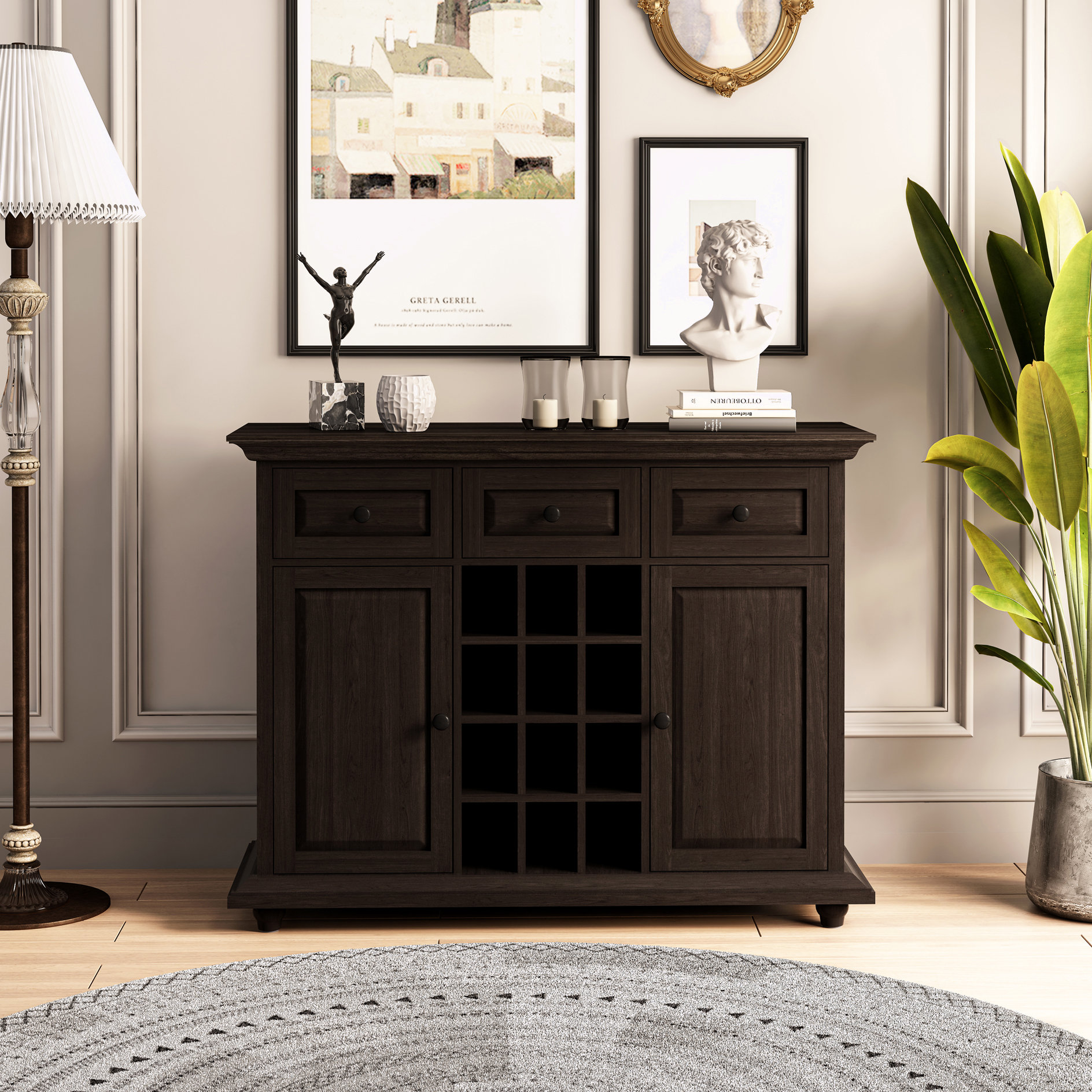 Gracie Oaks Domaine 4 Door Accent Cabinet, Black Cabinet, Entryway Cabinet,  Console Cabinet, Storage Cabinet & Reviews