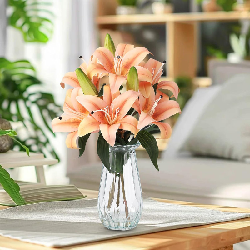 Ensemble de 20 pièces de lis de Calla artificiel avec vase en verre et eau artificielle pour la décoration intérieure