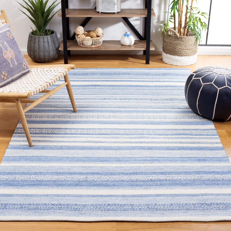 Amyia Kilim Hand Woven Performance Striped Rug, Rectangle 8' x 10'