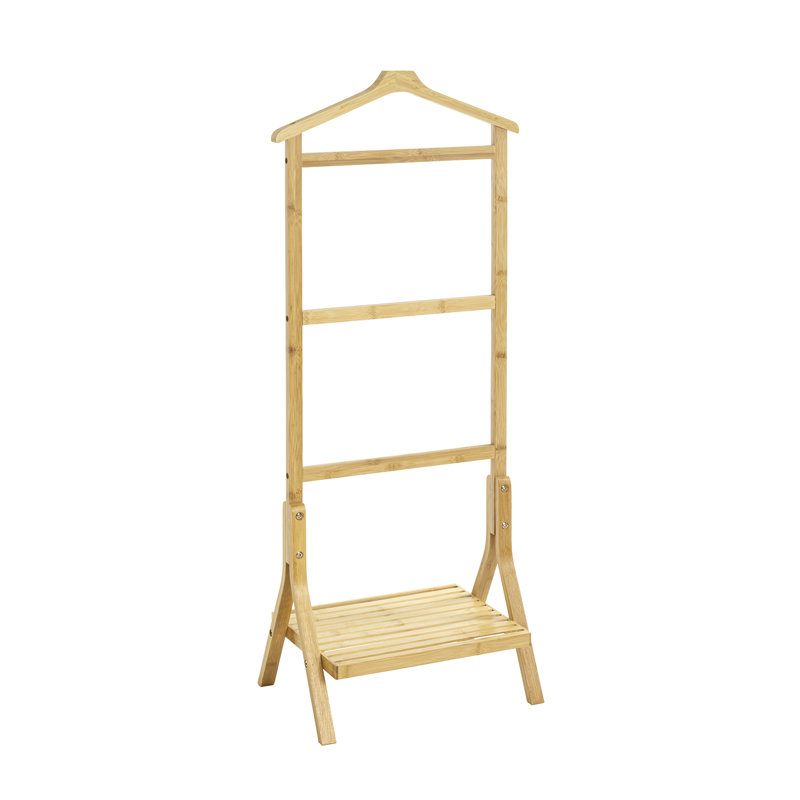 Lenora Solid Wood Freestanding Valet Stand with Storage