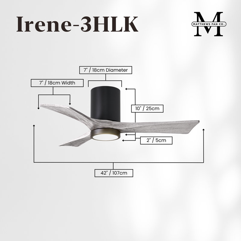 Irene LED Ceiling Fan, Matte Black, Barn Wood Tone, 42"
