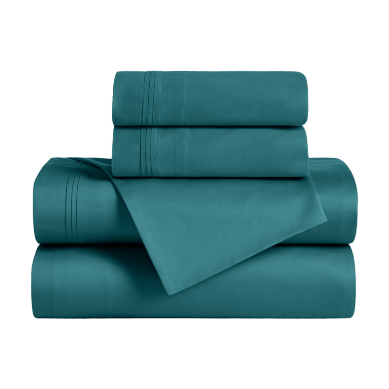 Egyptian Cotton Deep Pocket Solid 650 Thread Count Sheet Set, Split King, Caribbean