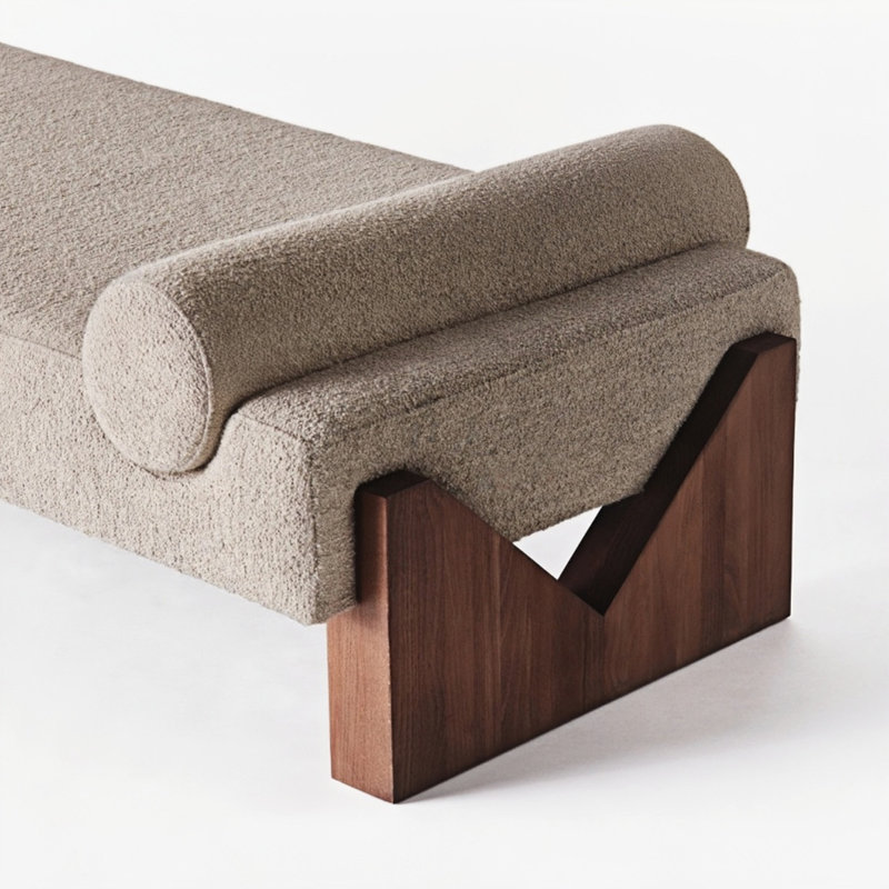 Banc rembourré en mélange de polyester Nilan, Café