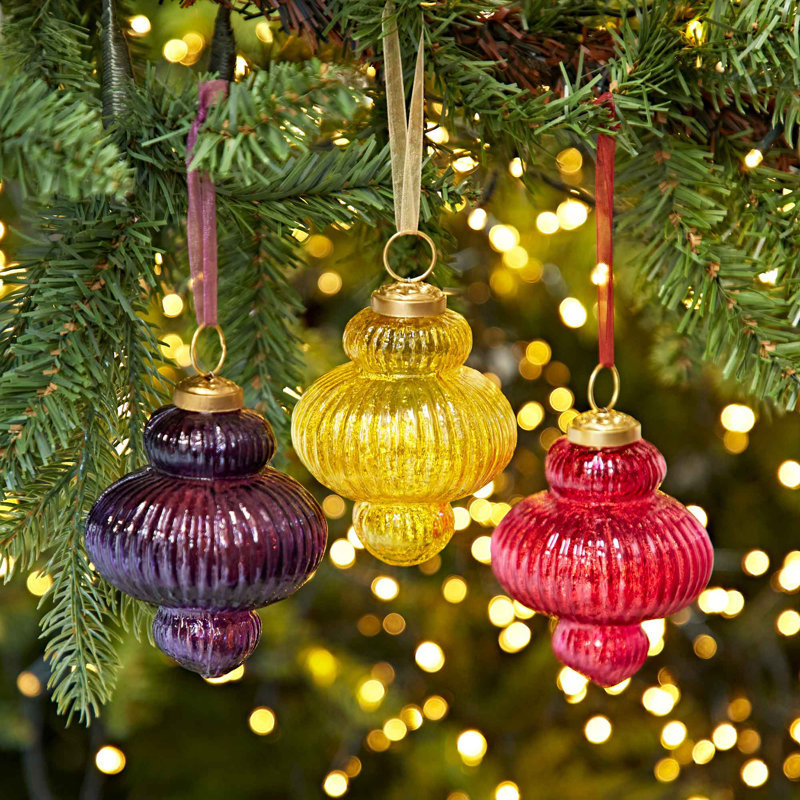 9.5cm Clear Glass Bauble, Purple