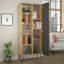 Bibliothèque moderne scandinave, chêne et anthracite, 31,1 po x 74,8 po x 12,6 po | 100% panneau de particules enduit de mélamine, épaisseur: 0,7 pouce | Pieds en métal, charnières à fermeture en douceur, fixation murale, capacité de tablette de 66 lb, solution de rangement élégante-1239153863