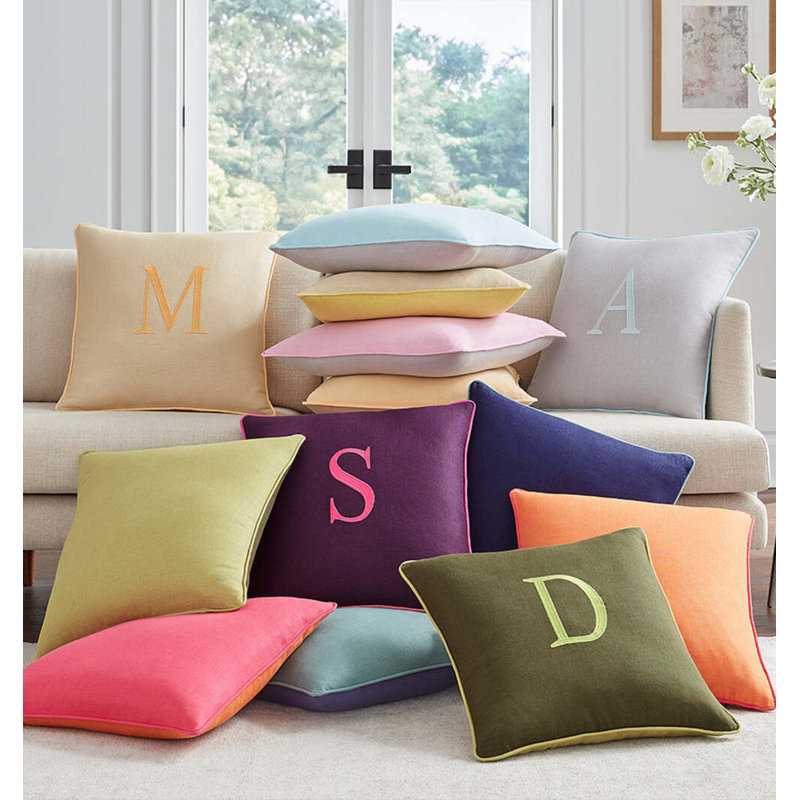 Manarola Square Pillow Cover & Insert, Aubergine/Flamingo