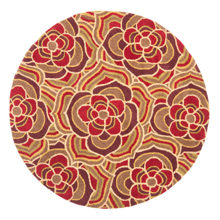 Alston Blossom Hand Hooked Wool Floral Rug, Round 6'