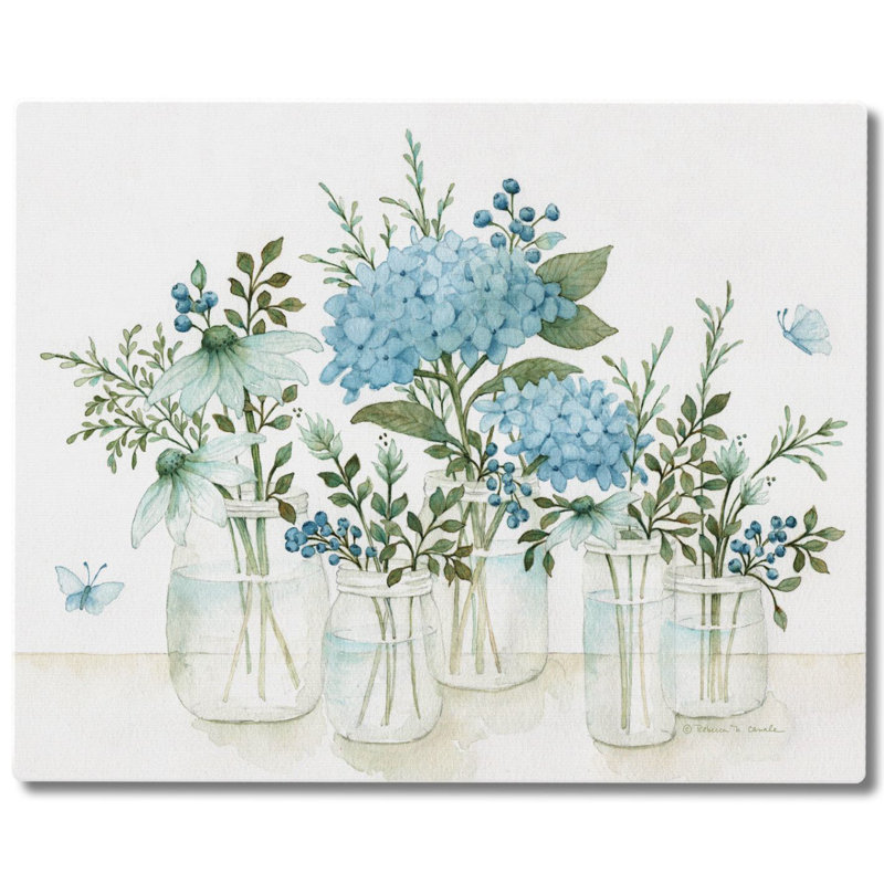 CounterArt Mason Jars & Florals Tempered Glass Cutting Board