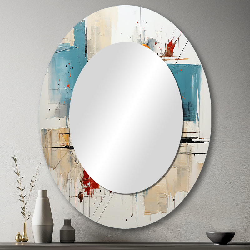 Miroir mural Teal Orange Bold Flow Collage, 43 po x 33 po