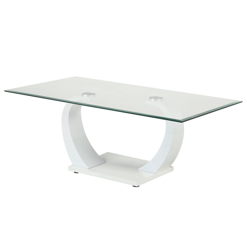 Glass Top Coffee Table, White