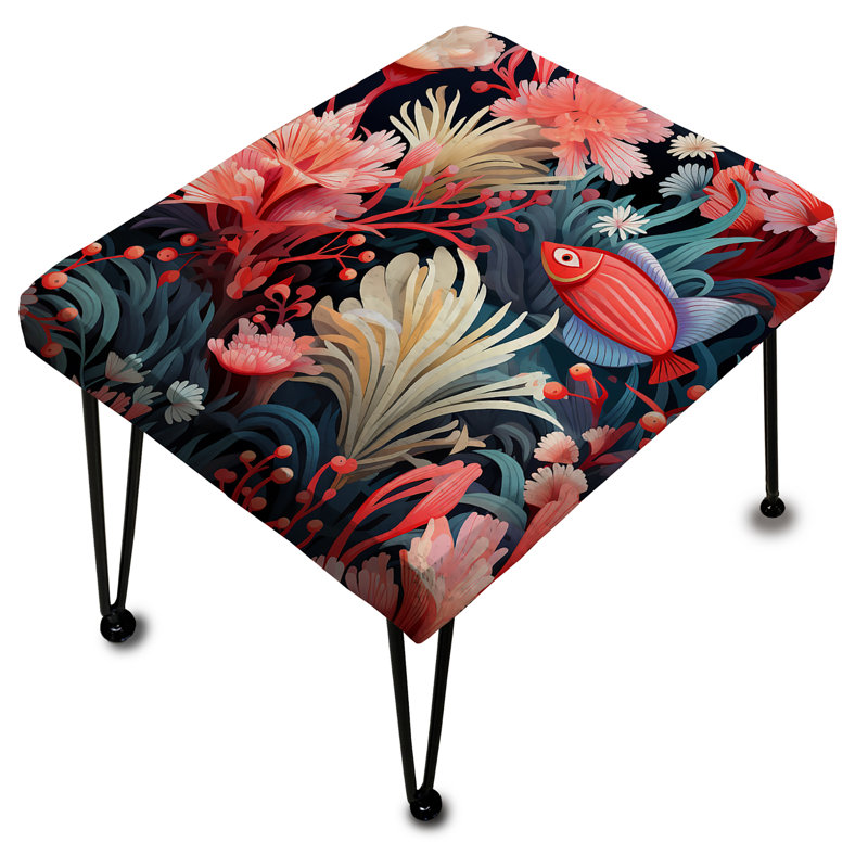 Motif côtier Vibrant Coral Haven - Repose-pieds rectangulaire Coastal