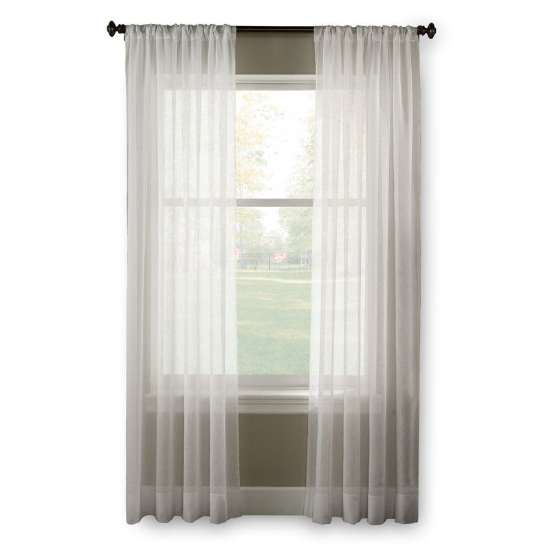 Winter White 108" Sheer Polyester Rod Pocket Curtain Panel