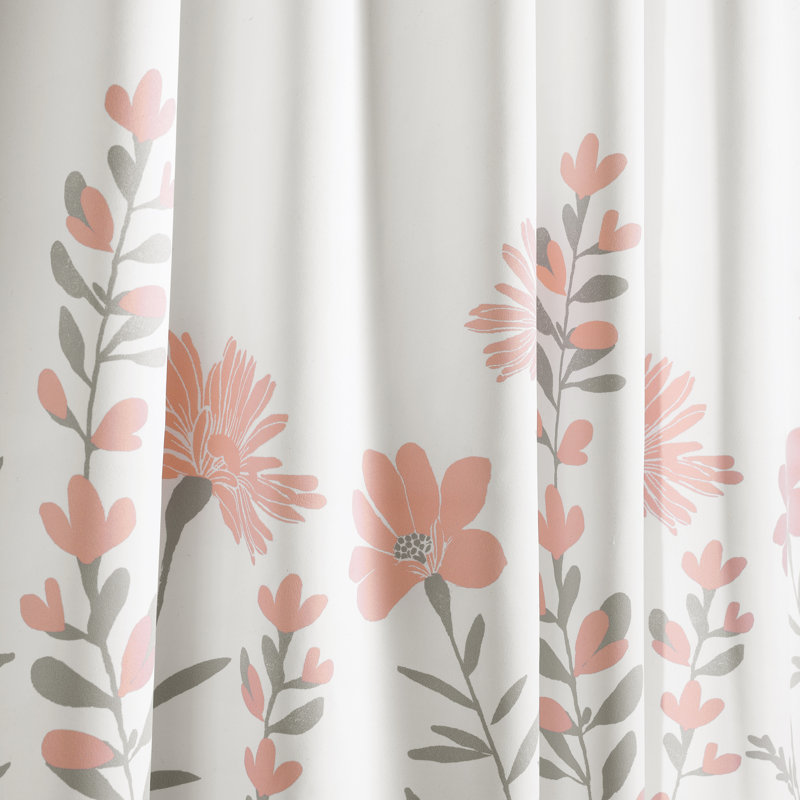 Aprile Blue and Gray Floral Light Filtering Curtain Panels