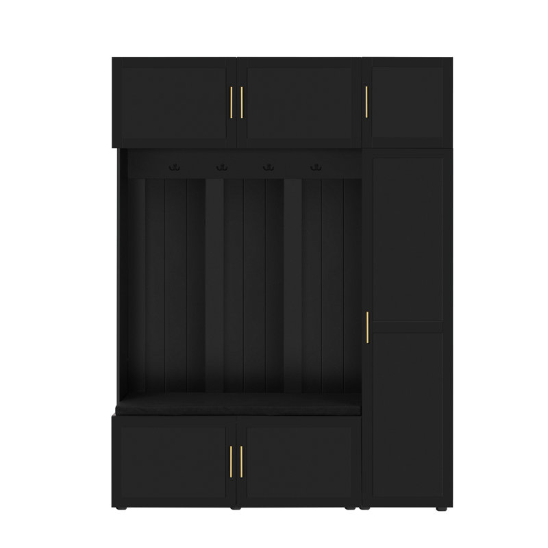 American-style Hall Tree, Particle Board + Mdf, Antique Black