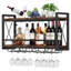 Support à vin mural, porte-bouteilles et porte-verres Porte-bouteilles rétro en bois-métal, rangement pour bouteilles de vin