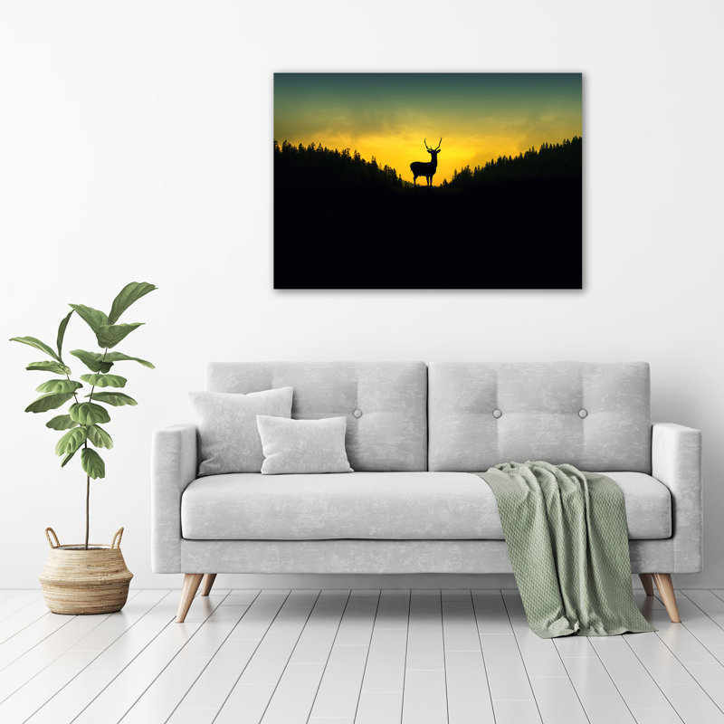 Deer - No Frame Print on Glass, 70cm H x 100cm W x 4cm D, Glass