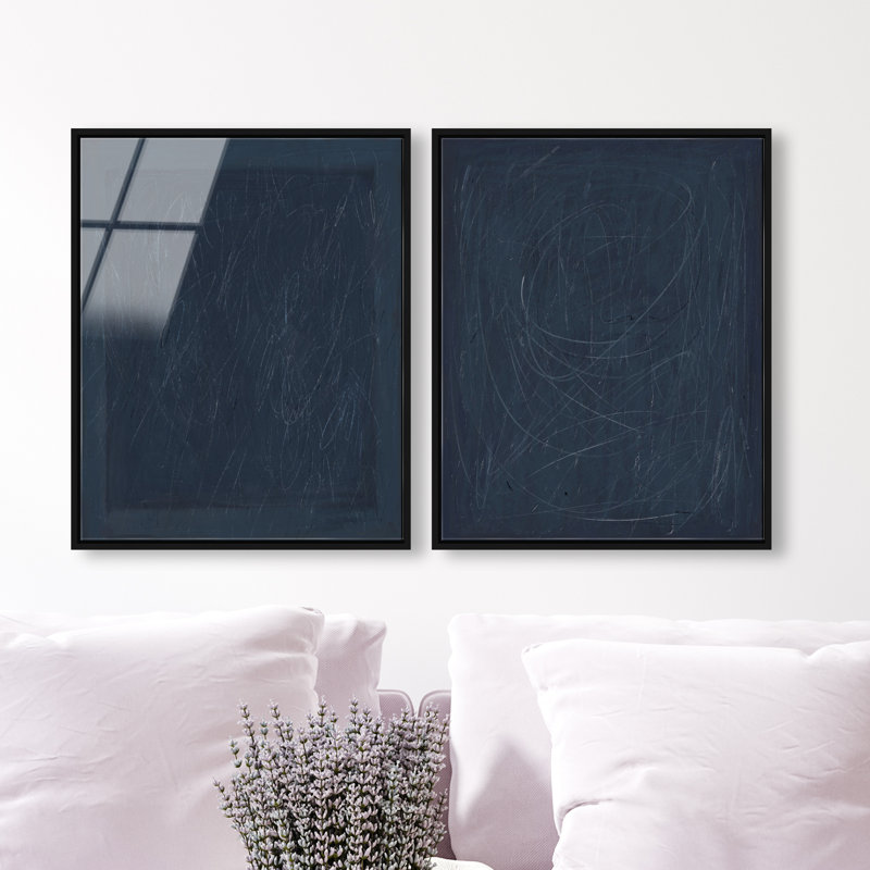 Deep Blue Set High-Gloss Frameless Acrylic Glass Wall Art Abstract Print by Oliver Gal, Ready to Hang, 16 x 20, 17"H x 21"W