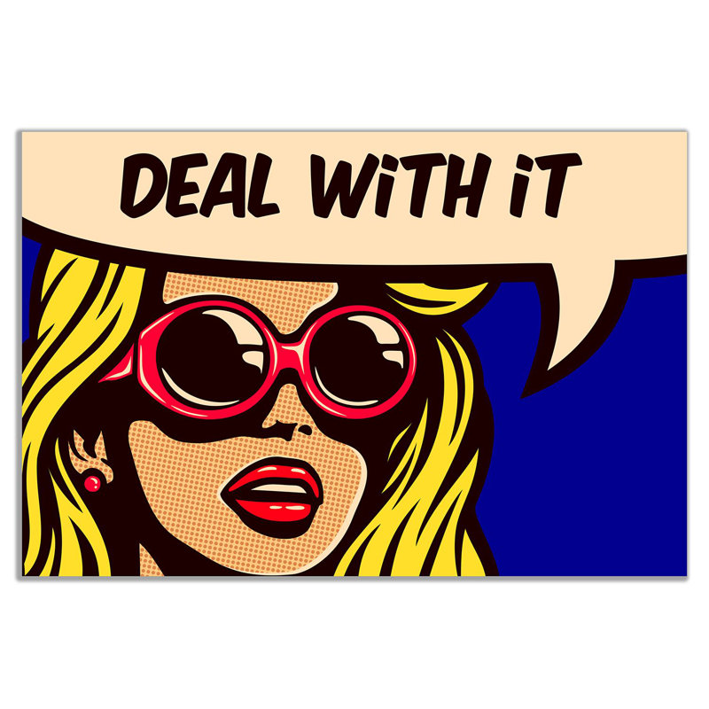 Modern Pop Art Girl Deal With It - Wrapped Canvas Print, 20cm H x 31cm W
