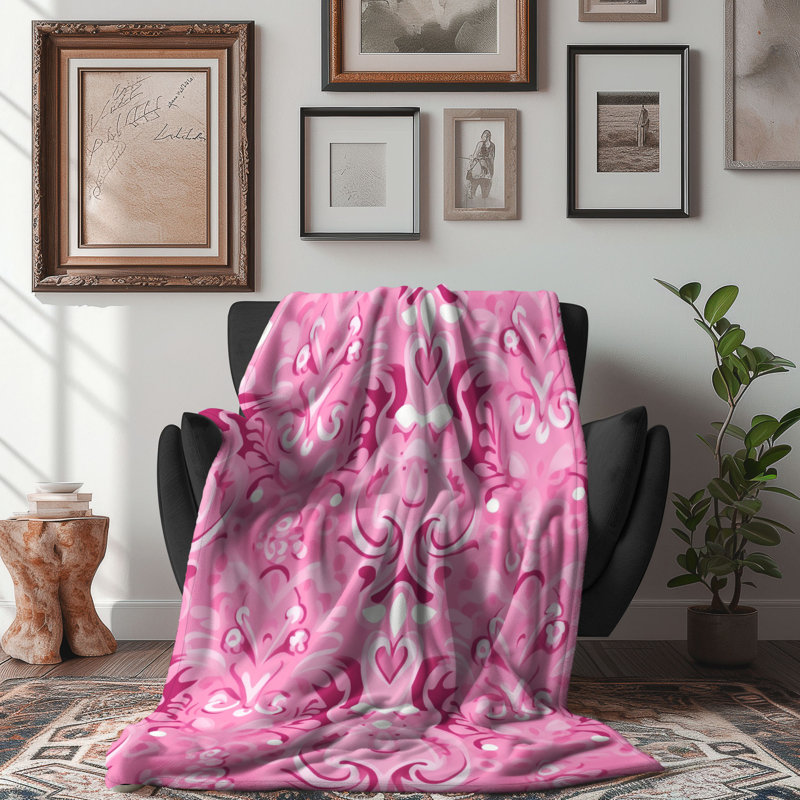 Carreaux de pétales roses - couverture sherpa de qualité supérieure 1 pièce, Grand lit