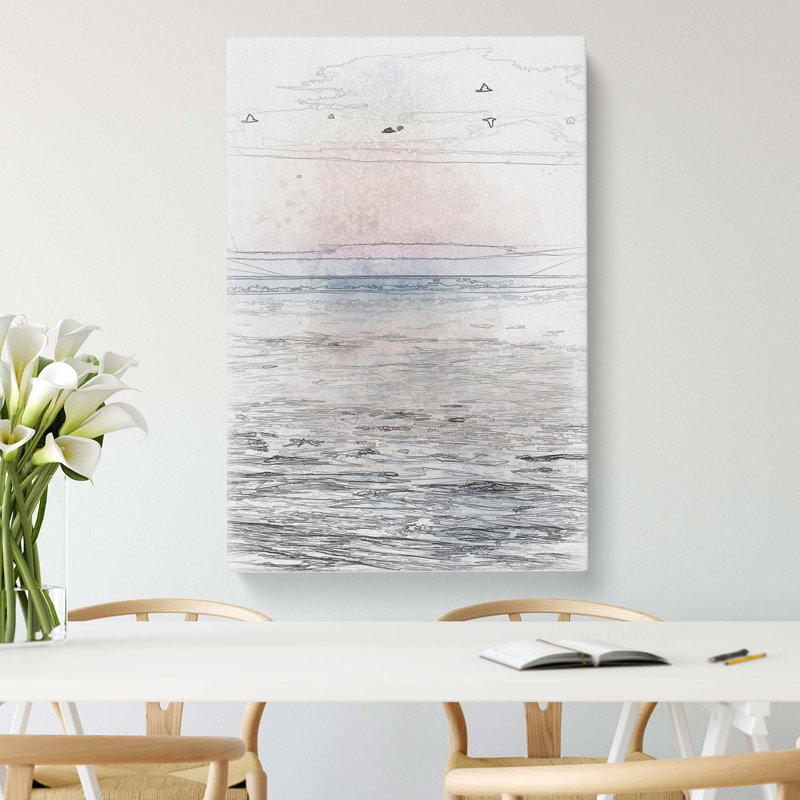 Birds Above The Ocean In Abstract - Wrapped Canvas Print, 76cm H x 50cm W x 3cm D